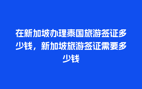 在新加坡办理泰国旅游签证多少钱，新加坡旅游签证需要多少钱