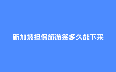 新加坡担保旅游签多久能下来