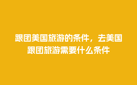 跟团美国旅游的条件，去美国跟团旅游需要什么条件