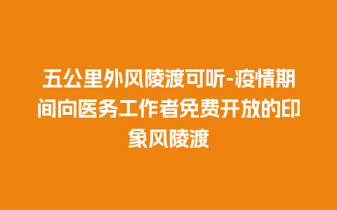 五公里外风陵渡可听-疫情期间向医务工作者免费开放的印象风陵渡