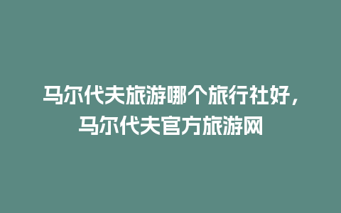 马尔代夫旅游哪个旅行社好，马尔代夫官方旅游网