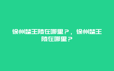 徐州楚王陵在哪里？，徐州楚王陵在哪里？