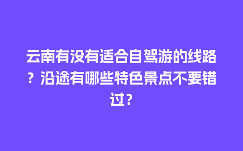 云南有没有适合自驾游的线路？沿途有哪些特色景点不要错过？