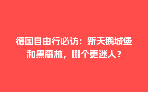 德国自由行必访：新天鹅城堡和黑森林，哪个更迷人？