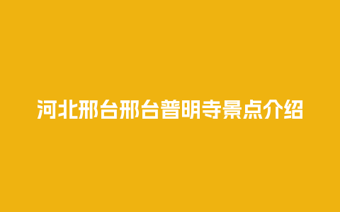 河北邢台邢台普明寺景点介绍