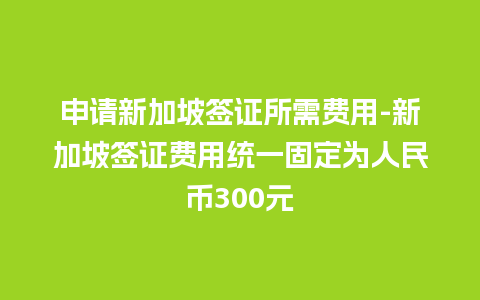 申请新加坡签证所需费用-新加坡签证费用统一固定为人民币300元