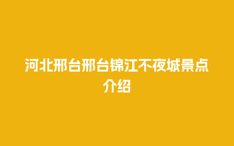 河北邢台邢台锦江不夜城景点介绍