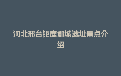 河北邢台钜鹿郡城遗址景点介绍