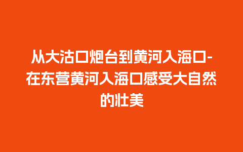 从大沽口炮台到黄河入海口-在东营黄河入海口感受大自然的壮美