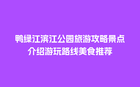 鸭绿江滨江公园旅游攻略景点介绍游玩路线美食推荐