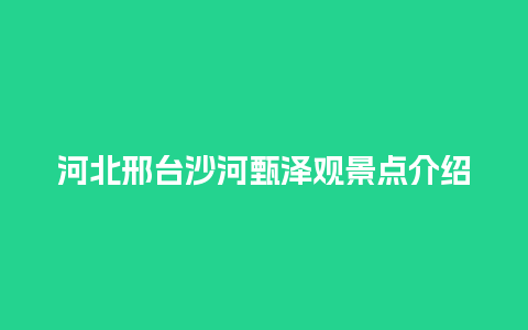 河北邢台沙河甄泽观景点介绍