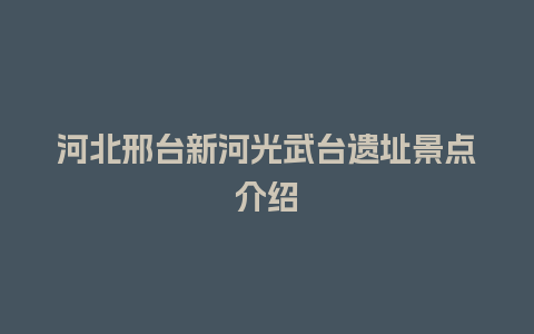 河北邢台新河光武台遗址景点介绍