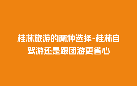 桂林旅游的两种选择-桂林自驾游还是跟团游更省心