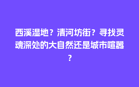 西溪湿地？清河坊街？寻找灵魂深处的大自然还是城市喧嚣？