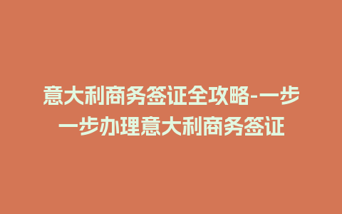 意大利商务签证全攻略-一步一步办理意大利商务签证