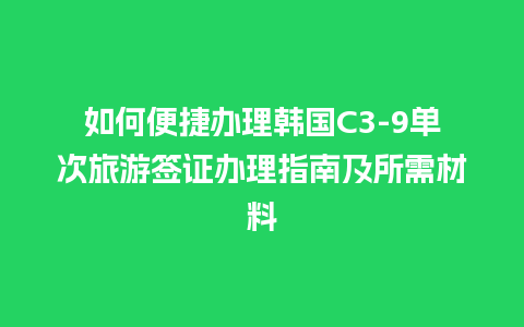 如何便捷办理韩国C3-9单次旅游签证办理指南及所需材料