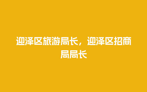 迎泽区旅游局长，迎泽区招商局局长