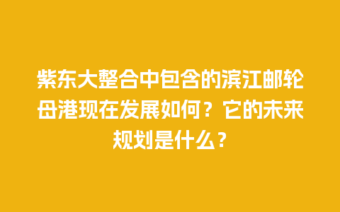 紫东大整合中包含的滨江邮轮母港现在发展如何？它的未来规划是什么？