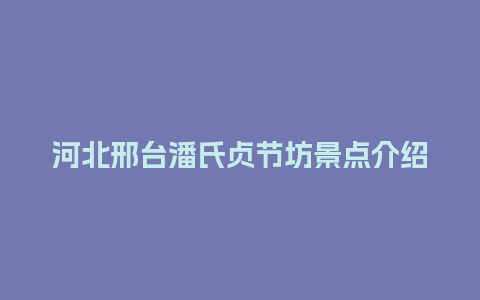 河北邢台潘氏贞节坊景点介绍