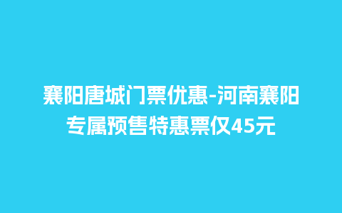 襄阳唐城门票优惠-河南襄阳专属预售特惠票仅45元