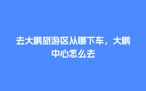 去大鹏旅游区从哪下车，大鹏中心怎么去