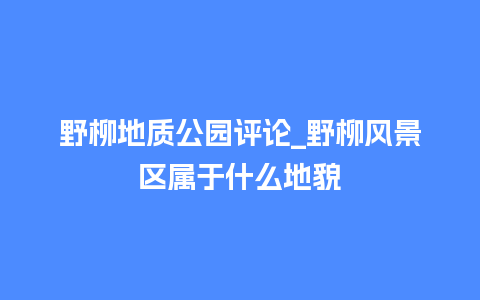 野柳地质公园评论_野柳风景区属于什么地貌