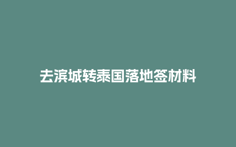 去滨城转泰国落地签材料