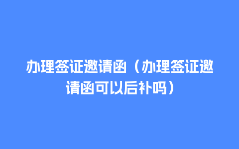 办理签证邀请函（办理签证邀请函可以后补吗）