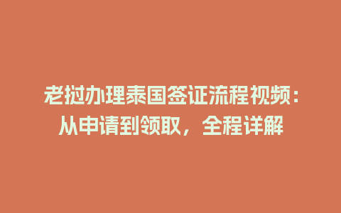 老挝办理泰国签证流程视频：从申请到领取，全程详解