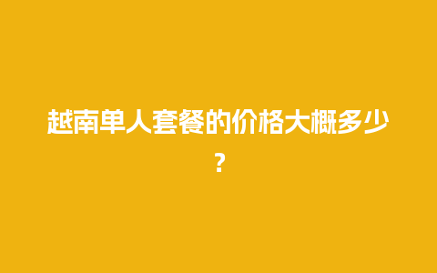 越南单人套餐的价格大概多少？