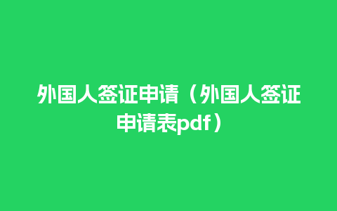 外国人签证申请（外国人签证申请表pdf）