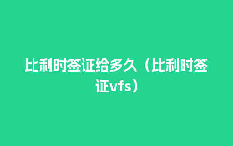 比利时签证给多久（比利时签证vfs）