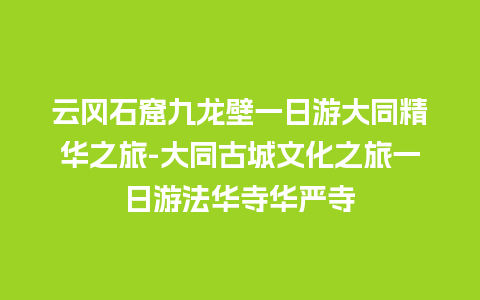 云冈石窟九龙壁一日游大同精华之旅-大同古城文化之旅一日游法华寺华严寺