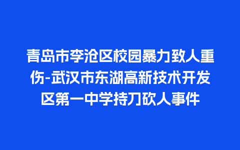 青岛市李沧区校园暴力致人重伤-武汉市东湖高新技术开发区第一中学持刀砍人事件