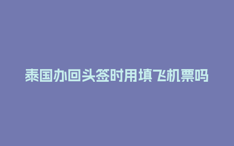 泰国办回头签时用填飞机票吗