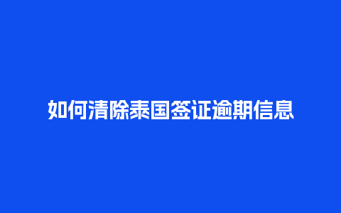 如何清除泰国签证逾期信息