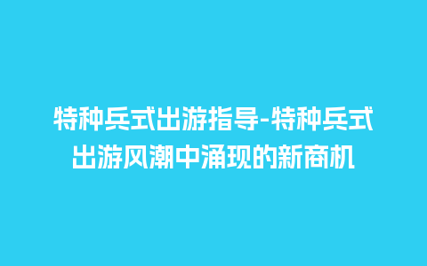 特种兵式出游指导-特种兵式出游风潮中涌现的新商机