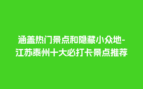 涵盖热门景点和隐藏小众地-江苏泰州十大必打卡景点推荐