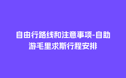 自由行路线和注意事项-自助游毛里求斯行程安排