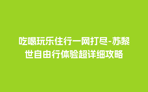 吃喝玩乐住行一网打尽-苏黎世自由行体验超详细攻略