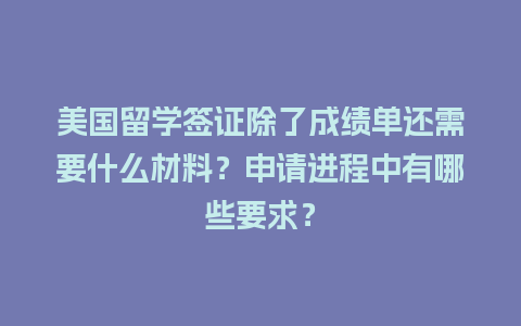 美国留学签证除了成绩单还需要什么材料？申请进程中有哪些要求？