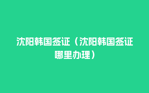 沈阳韩国签证（沈阳韩国签证哪里办理）