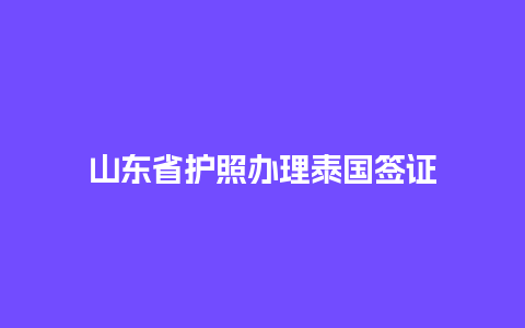 山东省护照办理泰国签证