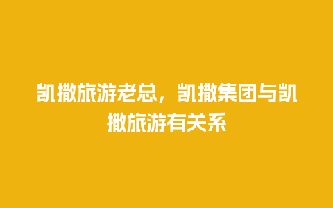 凯撒旅游老总，凯撒集团与凯撒旅游有关系