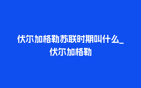 伏尔加格勒苏联时期叫什么_伏尔加格勒