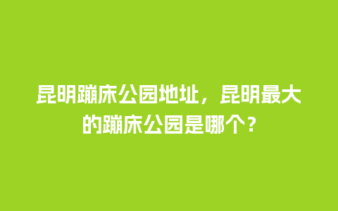 昆明蹦床公园地址，昆明最大的蹦床公园是哪个？