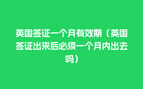 英国签证一个月有效期（英国签证出来后必须一个月内出去吗）