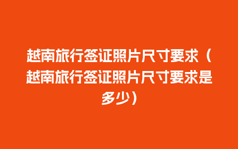 越南旅行签证照片尺寸要求（越南旅行签证照片尺寸要求是多少）