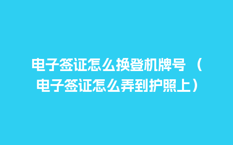 电子签证怎么换登机牌号 （电子签证怎么弄到护照上）