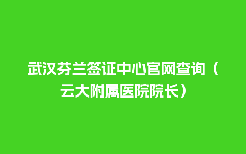 武汉芬兰签证中心官网查询（云大附属医院院长）